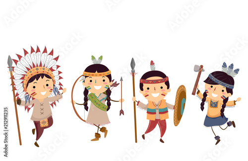 Stickman Kids Native American Indian Outfits