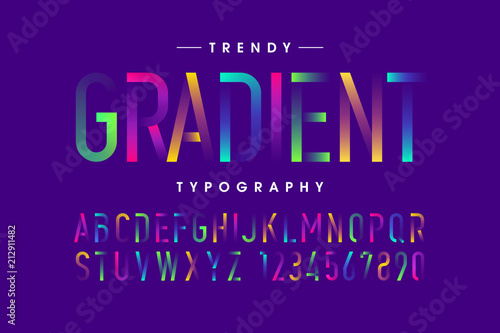 Modern Gradient font, alphabet and numbers