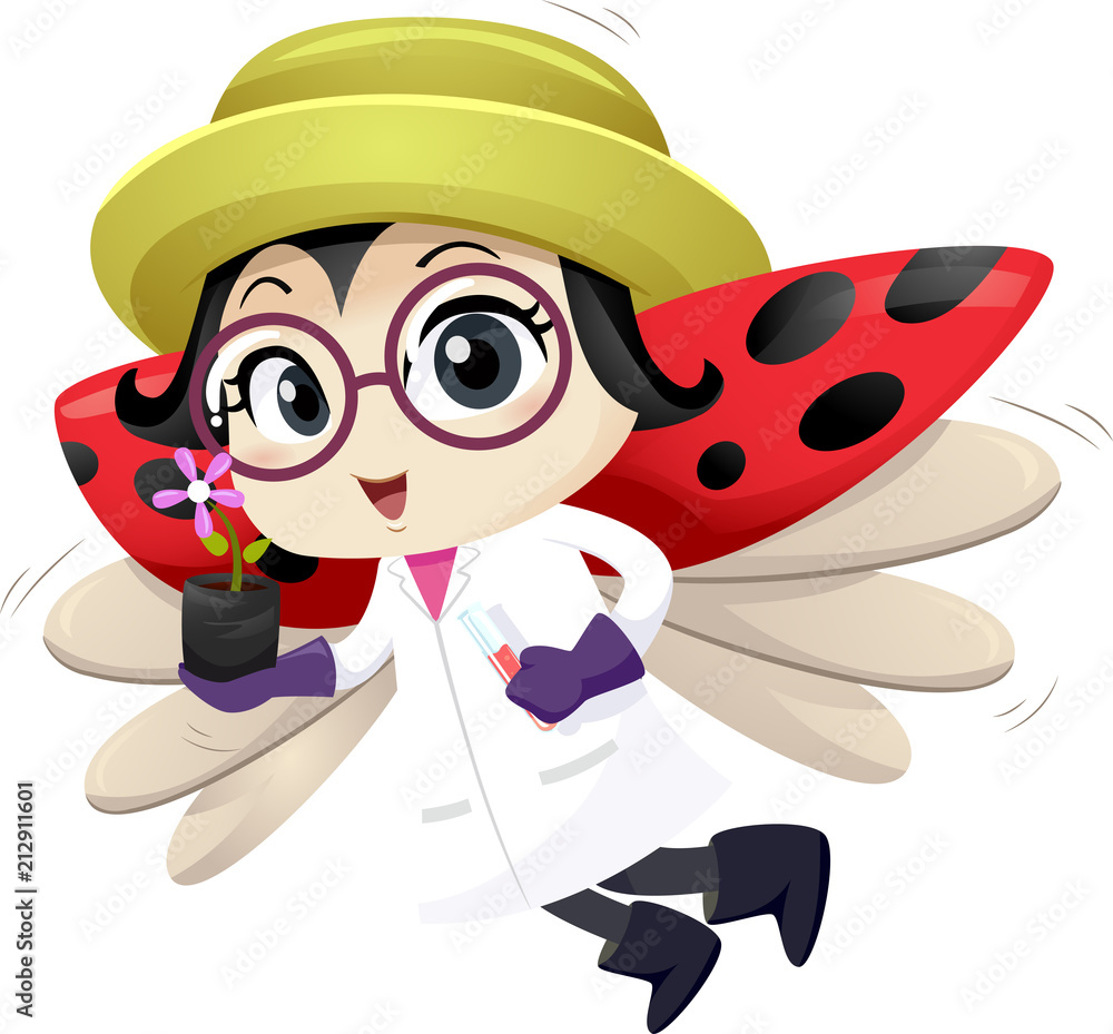 Naklejka premium Lady Bug Mascot Botanist Illustration