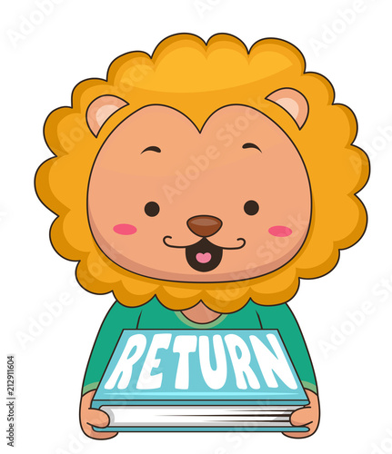Fototapeta Naklejka Na Ścianę i Meble -  Lion Library Book Return Illustration