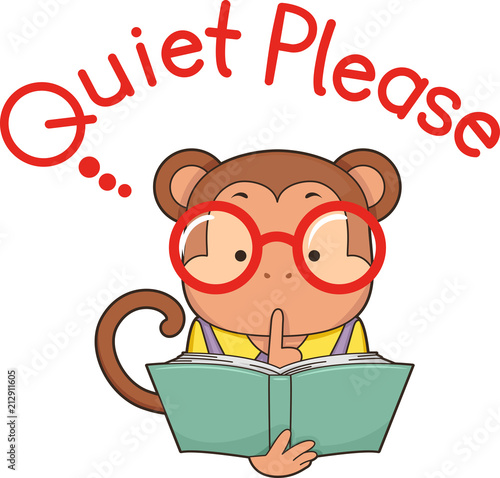 Monkey Library Quiet Please Illustration