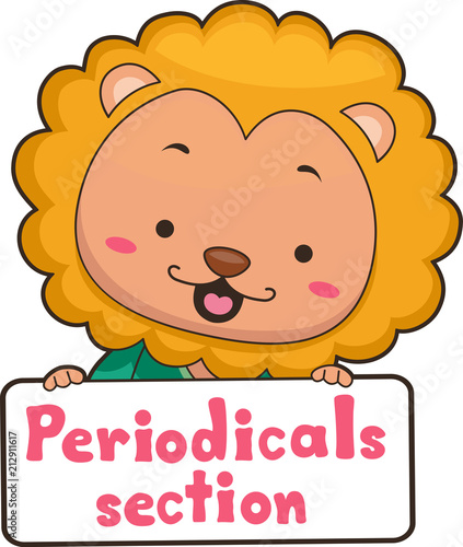 Fototapeta Naklejka Na Ścianę i Meble -  Library Sections Lion Periodicals Illustration