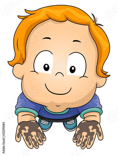 Toddler Boy Dirty Hands Ill...