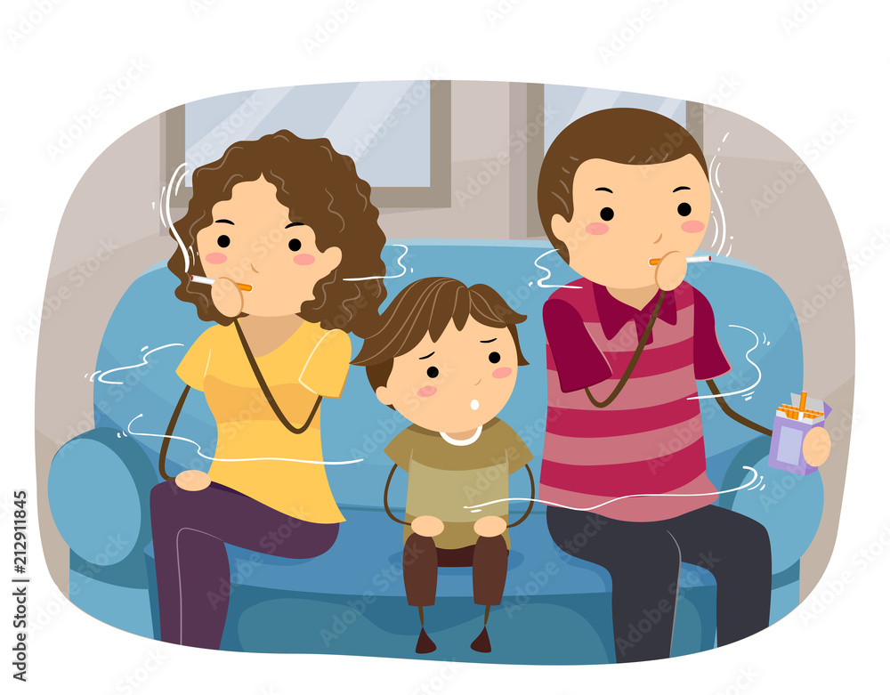 Stickman Kid Boy Family Smoking Illustration Stickman Kid Boy Family Smoking Illustration