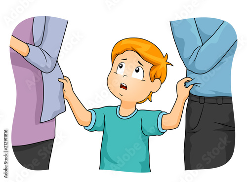 Kid Boy Parents Neglect Illustration