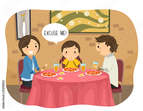 Stickman Family Kid Girl Excuse Me Illustration