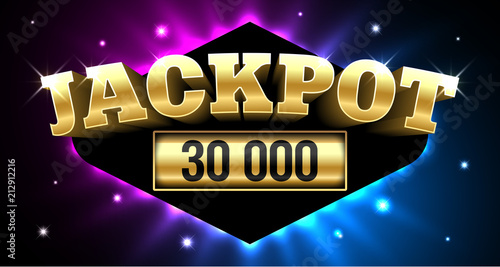 Jackpot, gambling casino money games banner, big win