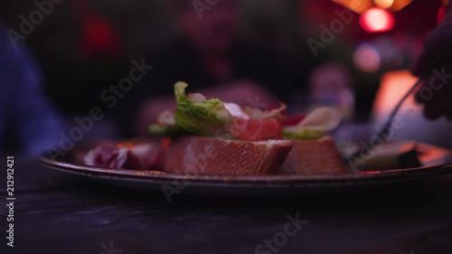 Eating Mixed Platter Tapas Shallow Depth of Field