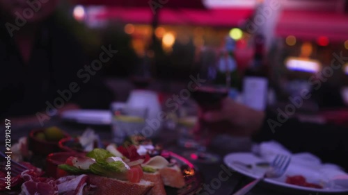 Eating Mixed Platter Tapas Shallow Depth of Field