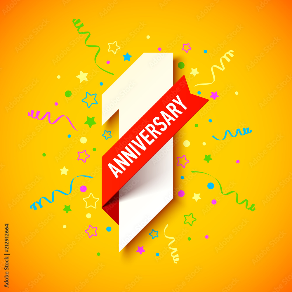 One year anniversary celebration card design