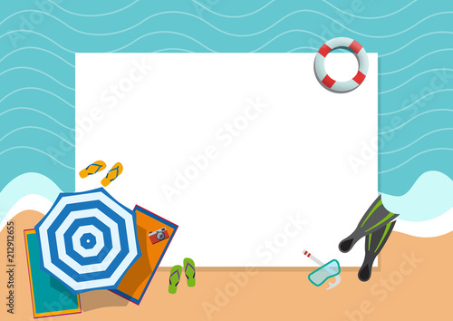 Vector abstract umbrella on the beach, summer time background concept with copy space