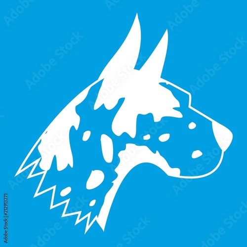 Great dane dog icon white isolated on blue background vector illustration