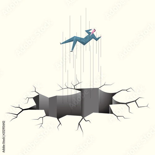 Danger concept design. A businessman is falling into a trap.