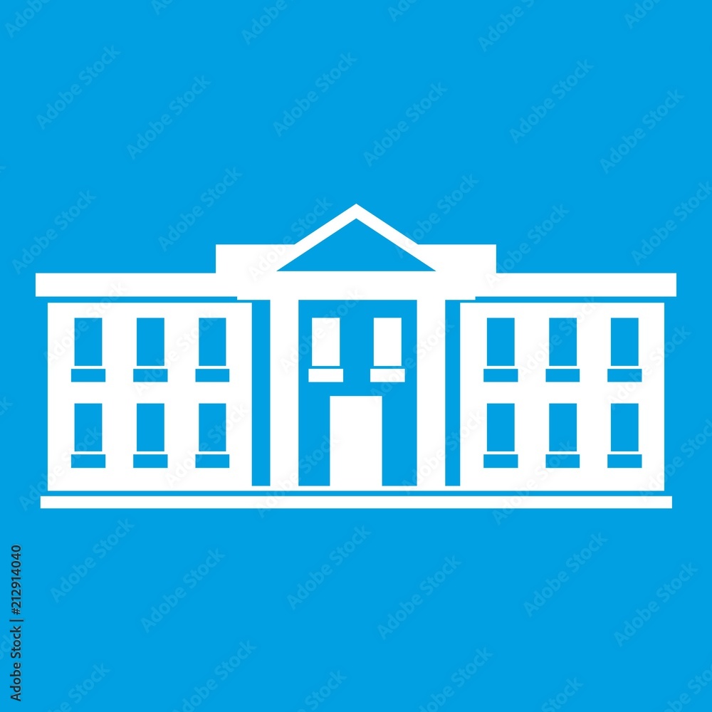 White house USA icon white isolated on blue background vector illustration White house USA icon white isolated on blue background vector illustration