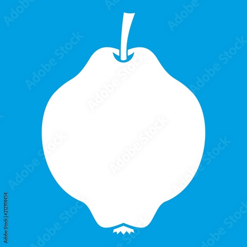 Quince fruit icon white isolated on blue background vector illustration