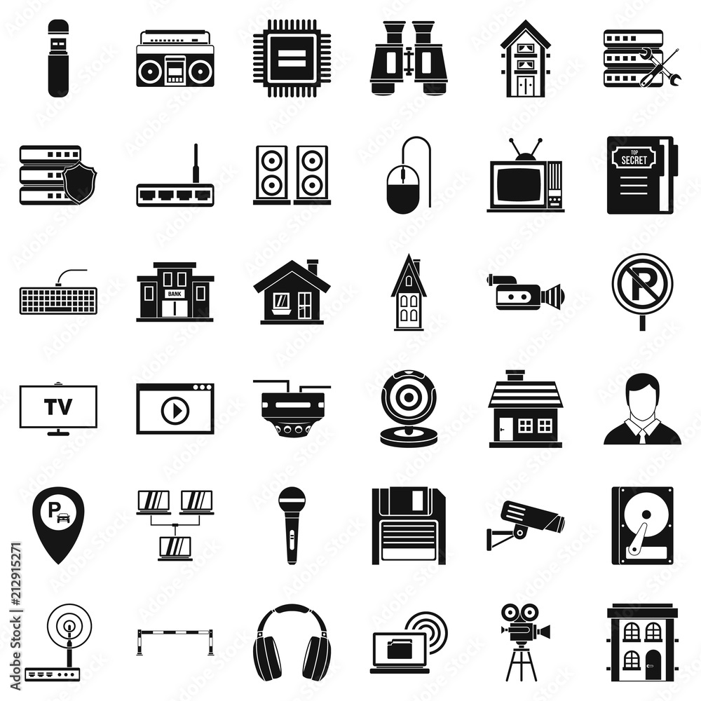 Studio camera icons set. Simple style of 36 studio camera vector icons for web isolated on white background Studio camera icons set. Simple style of 36 studio camera vector icons for web isolated on white background