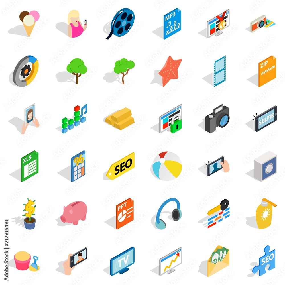 Help for seo icons set. Isometric style of 36 help for seo vector icons for web isolated on white background Help for seo icons set. Isometric style of 36 help for seo vector icons for web isolated on white background