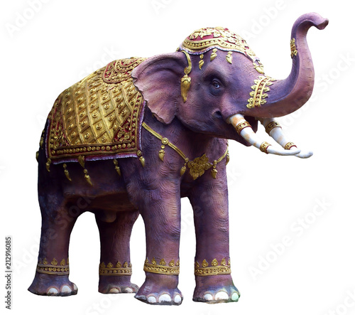 Photography elephant sculpture isolated on white