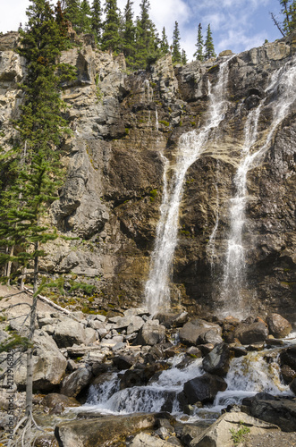 Tangle Creek waterfall in Alberta in Canada  photo