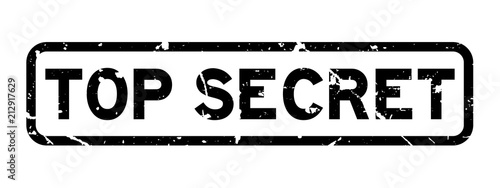 Grunge black top secret word square rubber seal stamp on white background