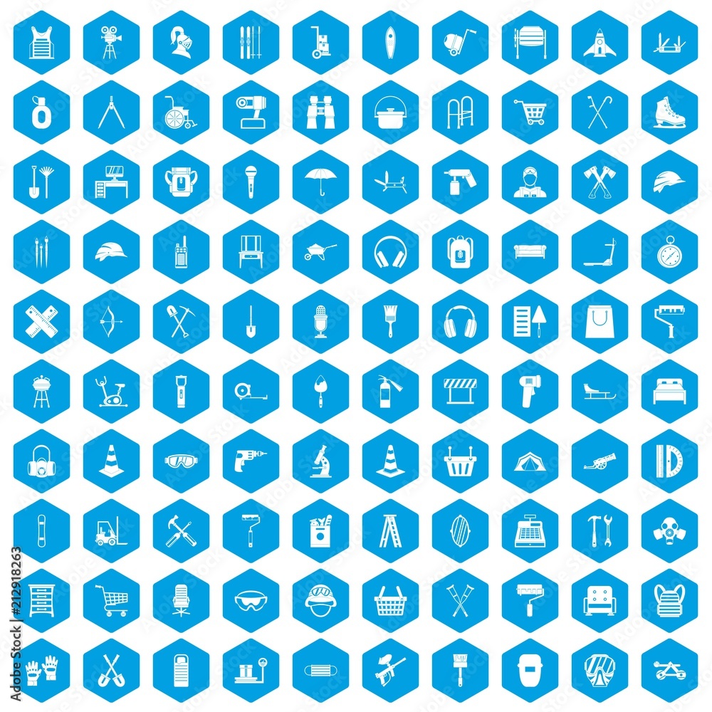 100 outfit icons set in blue hexagon isolated vector illustration 100 outfit icons set in blue hexagon isolated vector illustration