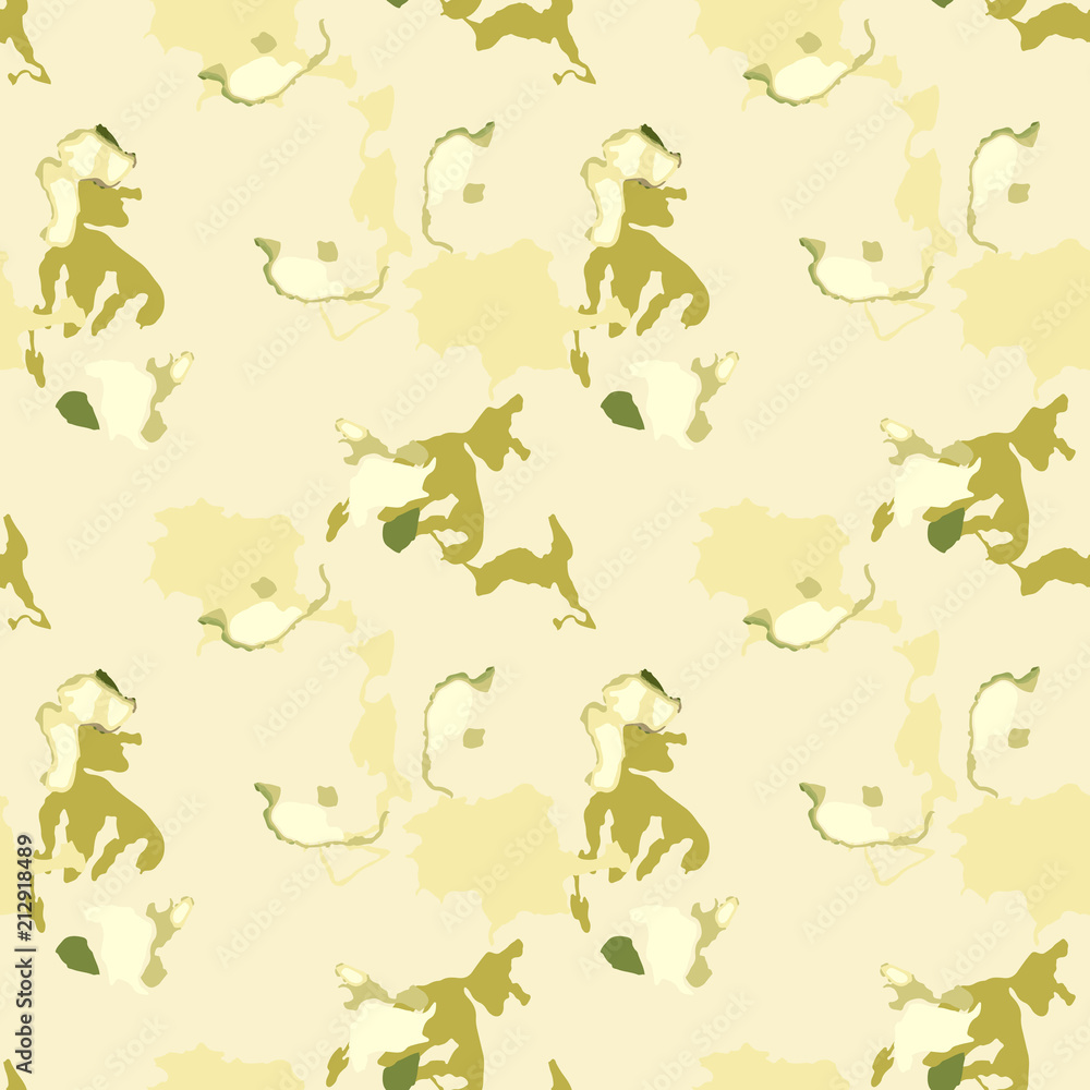 Military camouflage seamless pattern in different shades of green and beige colors