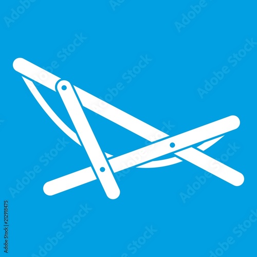 Beach chaise icon white isolated on blue background vector illustration