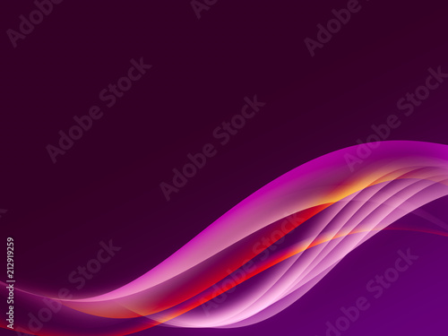 Abstract header color wave design element with purple lighting effect. Purple line and wave.