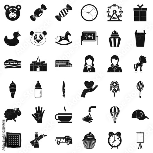 Childcare icons set. Simple style of 36 childcare vector icons for web isolated on white background
