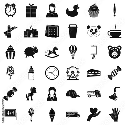 Planning icons set. Simple style of 36 playing center vector icons for web isolated on white background