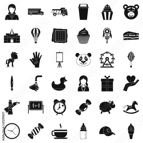 Kindergarten icons set. Simple style of 36 kindergarten vector icons for web isolated on white background