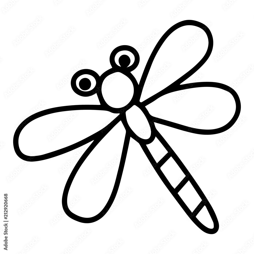 Cute dragonfly cartoon illustration isolated on white background for children color book Cute dragonfly cartoon illustration isolated on white background for children color book