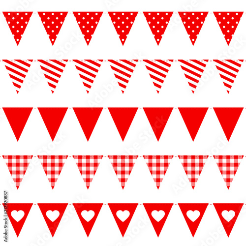5 Seamless Festoons Different Pattern Red