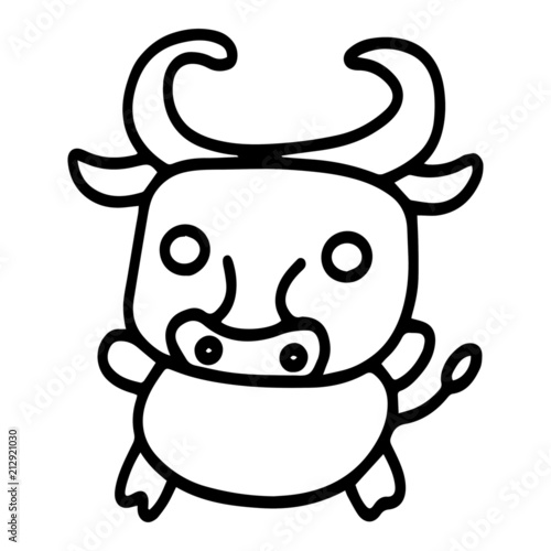 Buffalo cartoon illustration isolated on white background for children color book