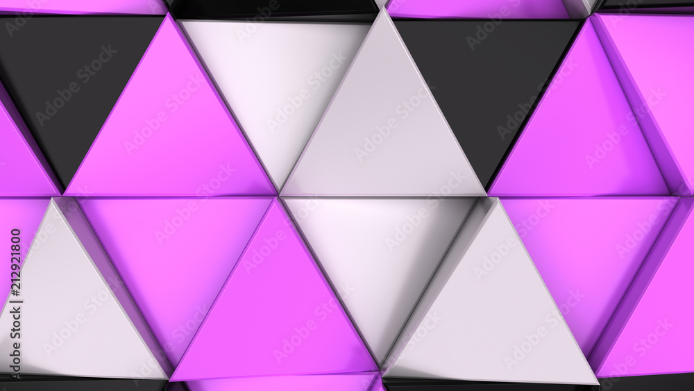 Obraz premium Pattern of black, white and purple triangle prisms