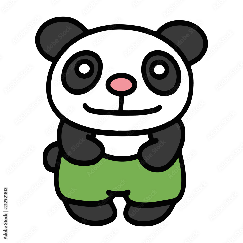 Naklejka premium Panda cartoon illustration isolated on white background for children color book