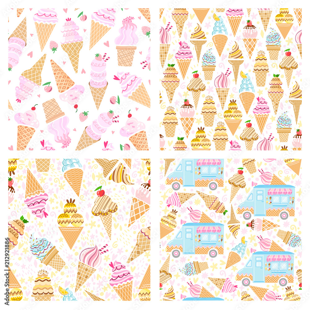 Vector ice cream seamless pattern