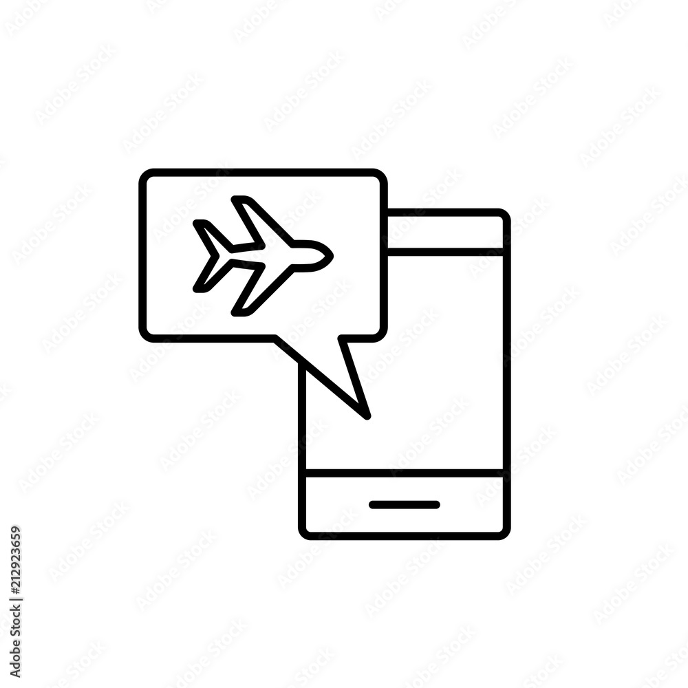 mobile online flight check-in line black icon mobile online flight check-in line black icon