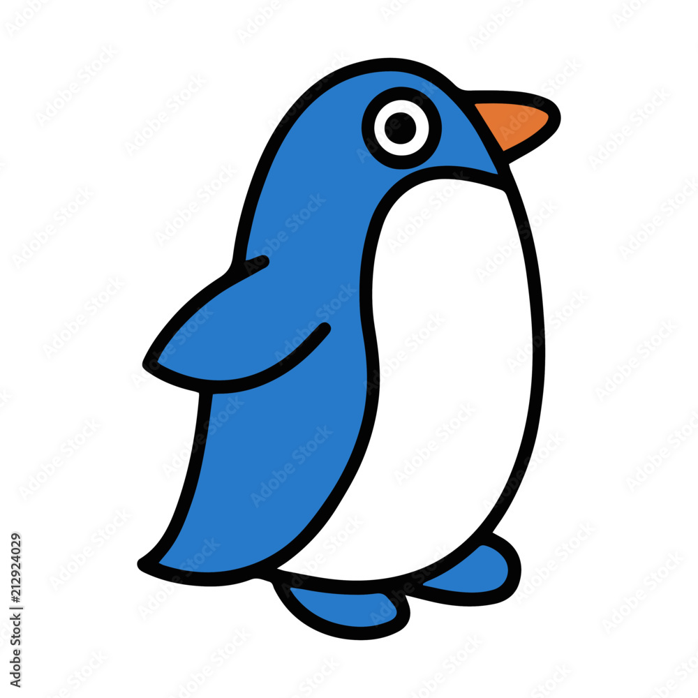 Fototapeta premium Cute penguin cartoon illustration isolated on white background for children color book