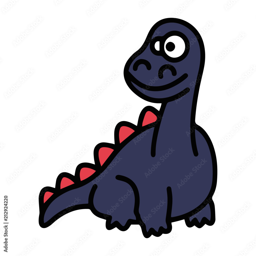 Fototapeta premium Diplodocus cartoon illustration isolated on white background for children color book