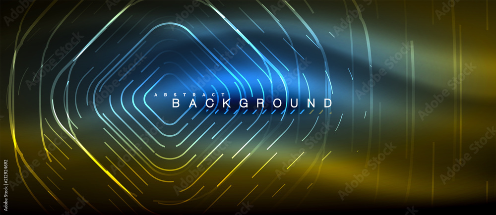 Neon glowing lines, magic energy space light concept, abstract background wallpaper design Neon glowing lines, magic energy space light concept, abstract background wallpaper design