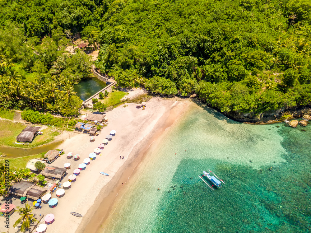 Small Beach on a Tropical Island. Aerial View