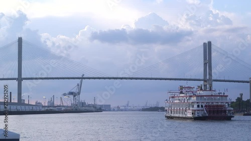 Savannah Georgia Riverboat under Bridge
