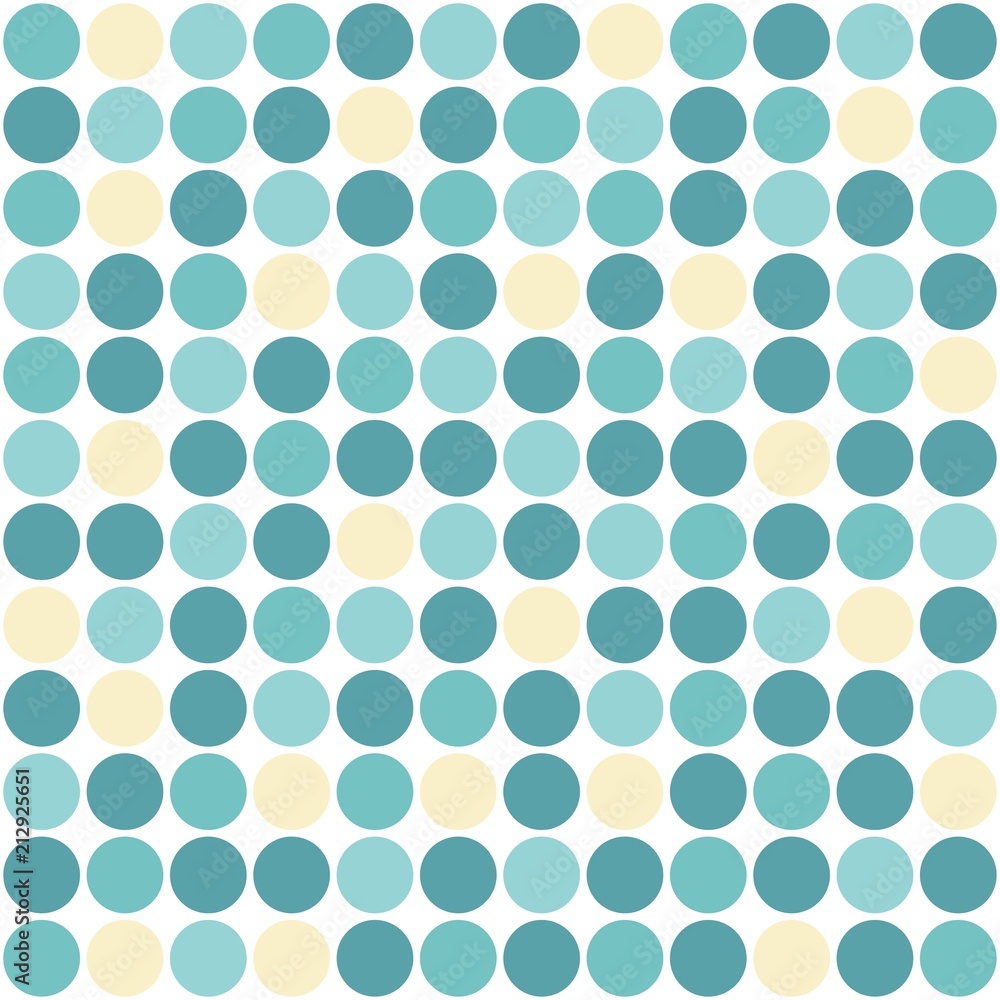 Seamless symmetric pattern of blue and yellow circles on white. Kaleidoscope background. Seamless symmetric pattern of blue and yellow circles on white. Kaleidoscope background.