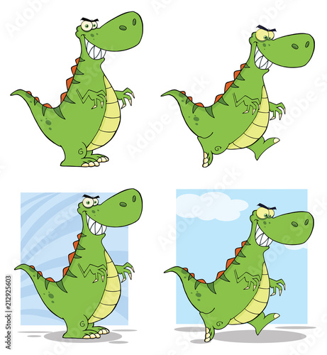Dinosaur Cartoon Character Set 1. Vector Collection Isolated On White Background