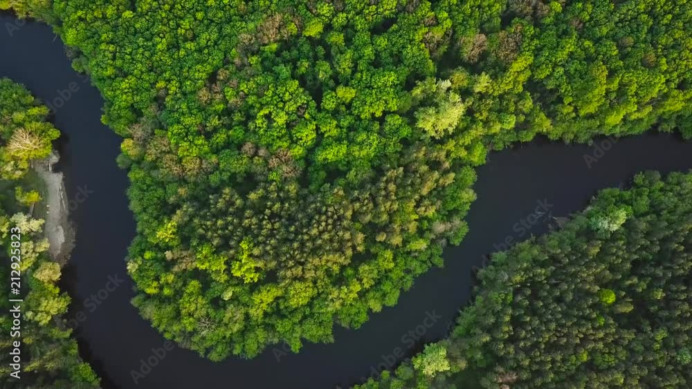 Aerial view of the river Sejm and mixed forest Aerial view of the river Sejm and mixed forest