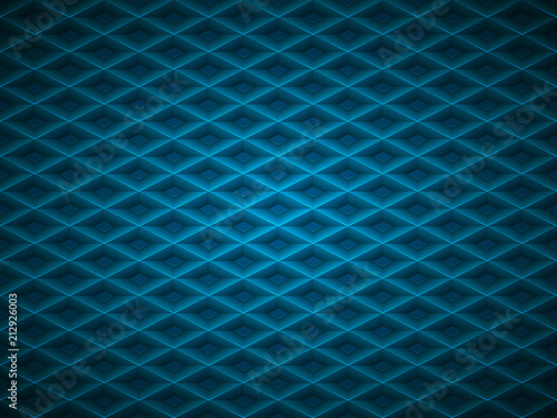 Vector blue embossed pattern plastic grid background. Technology diamond shape cell geometric pattern