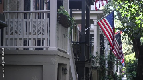 Jones Street Savannah Georgia with Flags