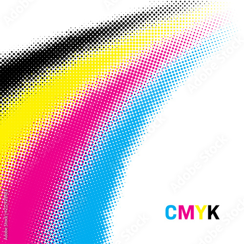 Abstract halftone background in CMYK colors. Vector illustration