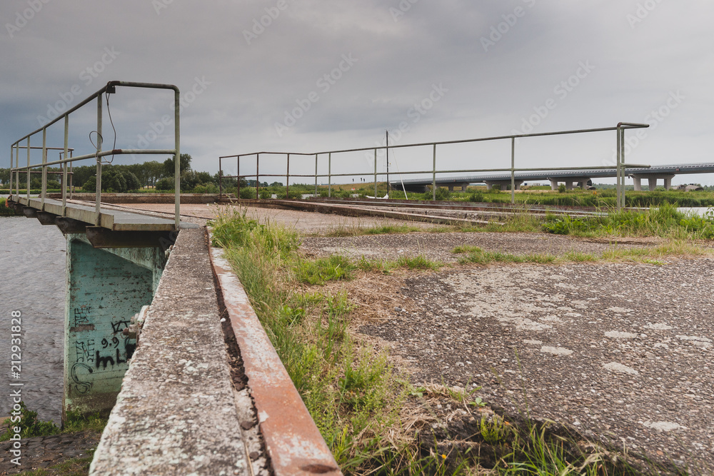 Concrete urbex architecture along the waterfront